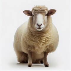 Fototapeta premium Oxford down sheep breed isolated on white background. Generative AI