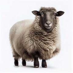 Portland sheep breed isolated on white background. Generative AI