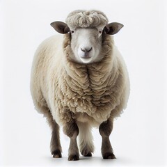 Fototapeta premium South african merino sheep breed isolated on white background. Generative AI