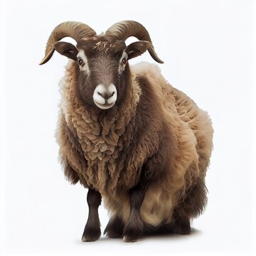 Soay sheep breed isolated on white background. Generative AI