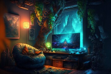 Gaming Room - Gaming House - illustration - technology