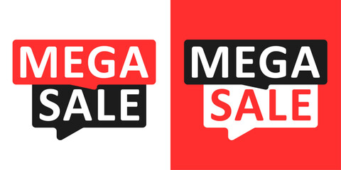 Mega Sale, Set of Sale labels. Vector illustration. Isolated on white background