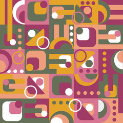 Geometric vector illustration with different elements elements. Design for a summer holiday poster, postcard, brochure, textile, presentation or template. Fashionable artistic print and background.