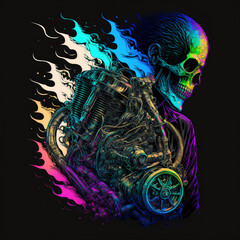 Colorful engine skull
