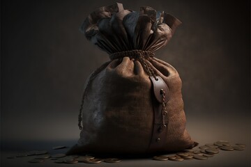Fototapeta na wymiar Money bag, bag with old coins, Generative AI