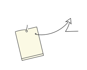 Naklejka premium Abstract color paper with paper clip and direction as line drawing on white as background