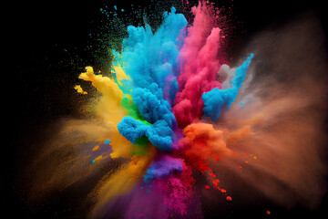 Rainbow Colored Paint Powder Wallpaper. AI generated