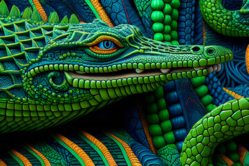 Fototapeta premium Abstract Crocodile Background. Generative AI.
