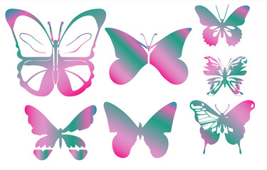 Colorful butterfly silhouettes