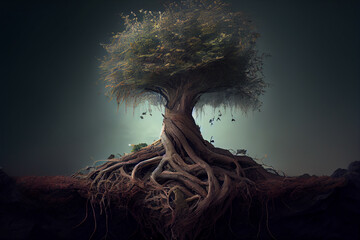 Roots of a Tree. AI generated