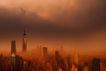 Fototapeta na wymiar New York city dust storm cinematic dramatic