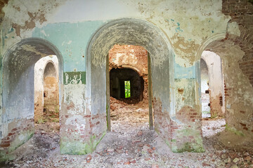 interior, ruins of an abandoned Orthodox church