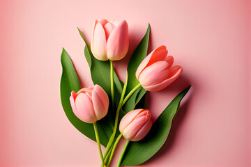 Obraz premium Flowers on a pink background. Generative AI.