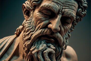 Naklejka na ściany i meble Ancient greek statue with wrinkles, created with Generative AI technology