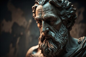 Fototapeta na wymiar Ancient greek statue with wrinkles, created with Generative AI technology