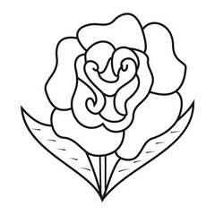 Fototapeta premium Cute Birds and Easy relaxing potted Rose Flowers Doodle Coloring Page for Adults and kids