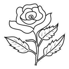 Cute Birds and Easy relaxing potted Rose Flowers Doodle Coloring Page for Adults and kids