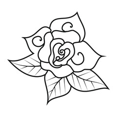 Cute Birds and Easy relaxing potted Rose Flowers Doodle Coloring Page for Adults and kids