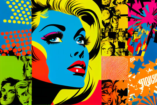 Fototapeta Pop Art portrait of a beautiful  woman.  Generative AI.