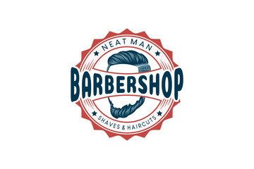 Retro vintage bearded man vector design for barbershop logo template