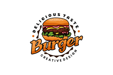 Modern burger logo art vector illustration design