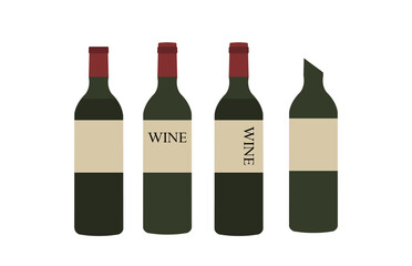Set of wine bottles in vector