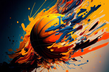 Piłka do koszykówki abstrakcja 2 - obrazy, fototapety, plakaty