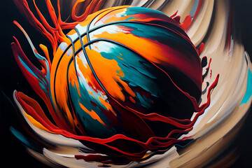 Piłka do koszykówki abstrakcja  - obrazy, fototapety, plakaty