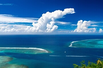 Take in the splendor of the sea and sky with a stunning image of majestic clouds above a serene ocean."



