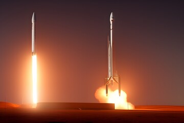 Obraz na płótnie Canvas SpaceX launch starship and meet someone