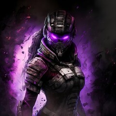 Dead space soldier purple lines for eyes and black armor