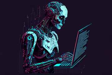 KI arbeitet am Computer,  Generative AI