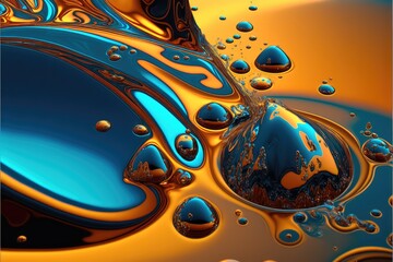 Yellow and Blue Paint liquid background
