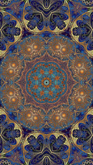 golden blue textured mandala art pattern for glory mystic magic design element