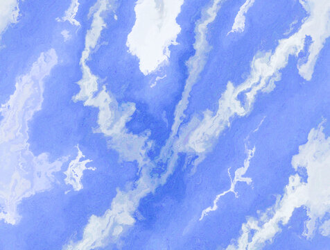 blaue Farbt&ouml;ne und wei&szlig; flie&szlig;en ineinander, abstrakt als Hintergrund oder Textur, streifenartig, welig