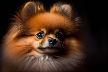 Obraz premium Portrait of cute pomeranian dog. Generative AI.