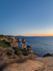 Ponta da Piedade Beach Lagos Portugal Algarve At Sunset Sunrise.
