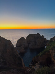 Ponta da Piedade Beach Lagos Portugal Algarve At Sunset Sunrise.