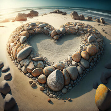 Stones in a form of a heart at the beach