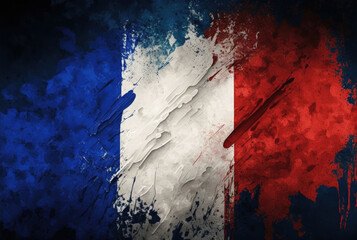 Abstract france flag background with grunge style, generative ai.