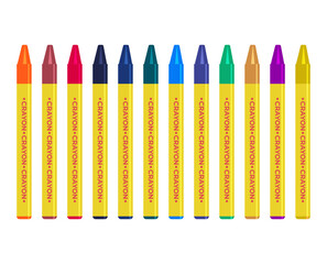 Colorful wax crayons on white background. Wax crayons