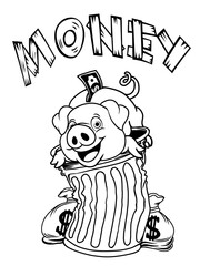 piggy bank vector outline design