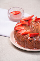 Step by step recipe for making strawberry pie on a gray background
