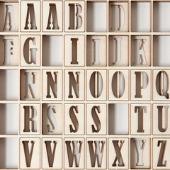 wood letters in multiple grids