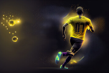 Fototapeta na wymiar Soccer Player Playing. Illustration AI Generative