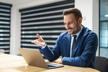 Businessman working in office.