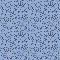 Cartoon medicine seamless pills pattern for wrapping paper and clothes print and fabrics and linens and pharmacy