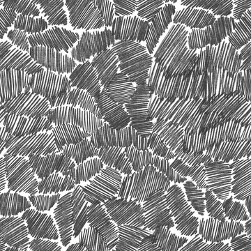 Seamless pattern with gray graphite pencil hatching. Black and white  hand drawn texture. Chaotic scribbles
