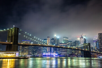Brooklyn Bridge and Manhattan at night