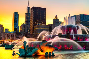 Fotobehang Buckingham Fountain in Chicago © Sergii Figurnyi